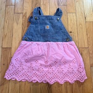 Carhartt Blue and Pink Eyelet toddler Dress #336